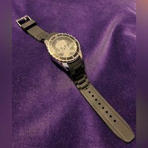 Silver Skull Watch with Black Silicon Strap